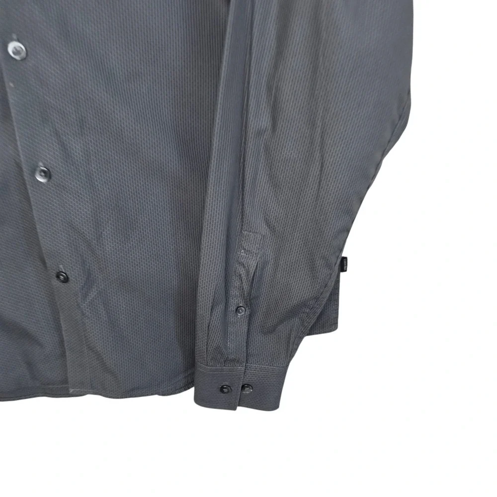 Calvin Klein Shirt Mens Large Gray Button Up Slim Fit Cotton‎ Long Sleeve Career